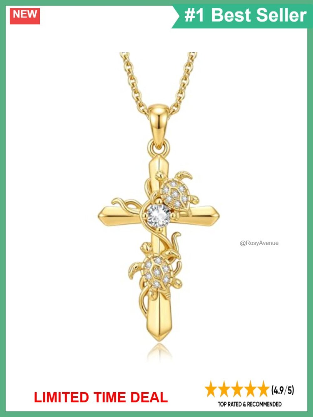 14K Gold Plated Sterling Silver Cross Pendant Necklace Dainty Adjustable